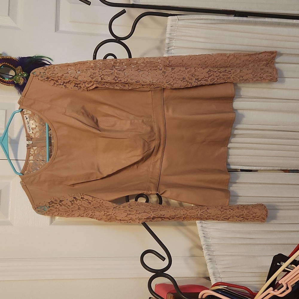 Double Zero faux leather peplum top